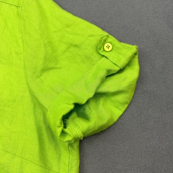 Kim Rogers Green Linen Short Sleeve Button Up Shirt Womens Medium - Picture 2 of 6